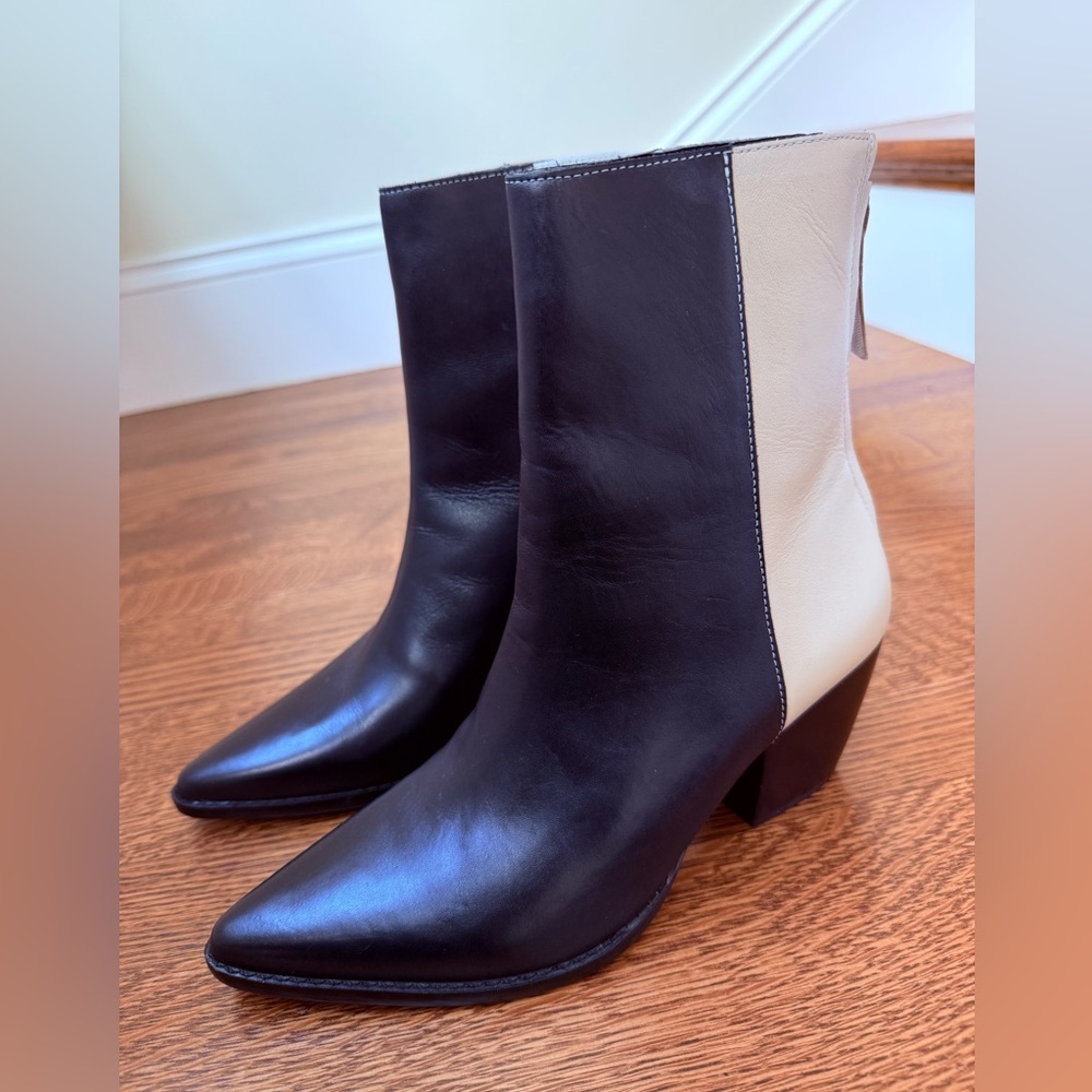 MATISSE Carson Leather Boots Western Pointed Toe Colorblock Block Heel Soft 7 - Picture 2 of 13